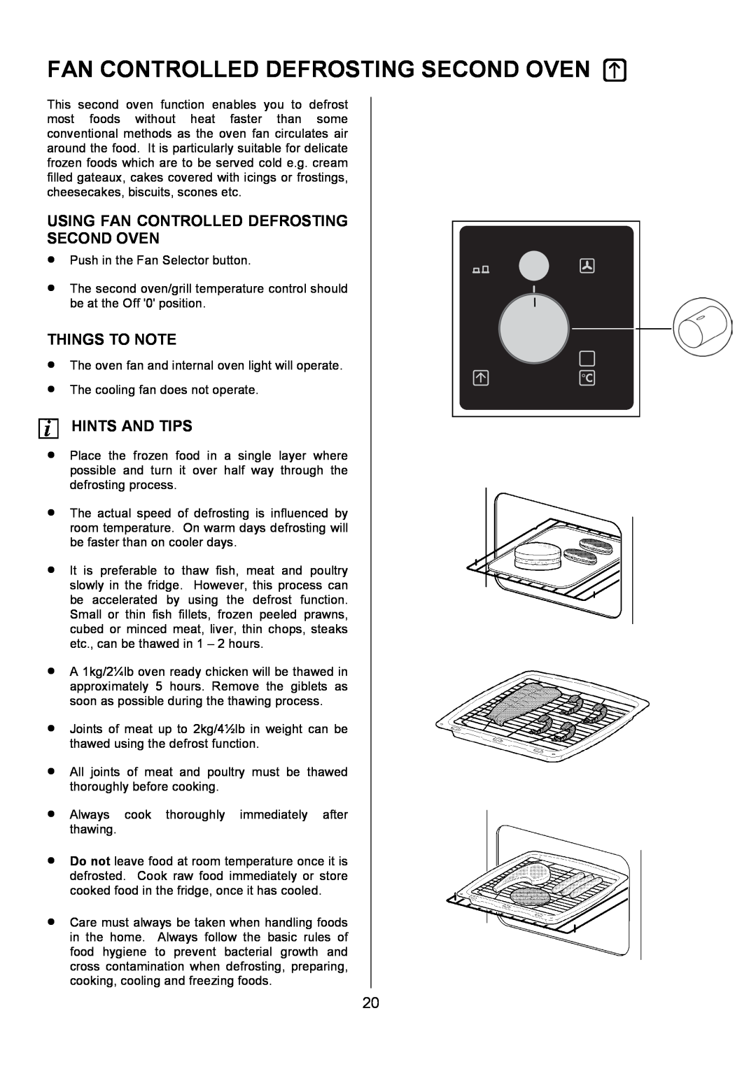 AEG U7101-4, 311704300 manual Using Fan Controlled Defrosting Second Oven, Things To Note, Hints And Tips 