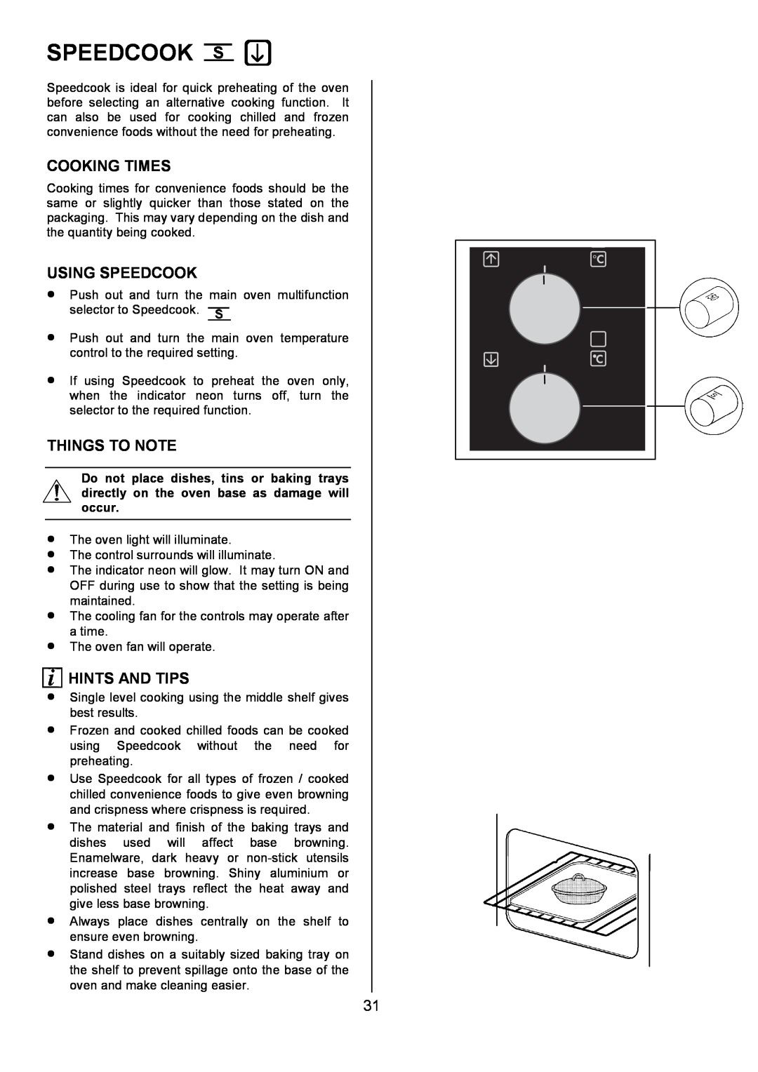 AEG 311704300, U7101-4 manual Using Speedcook, Cooking Times, Things To Note, Hints And Tips 