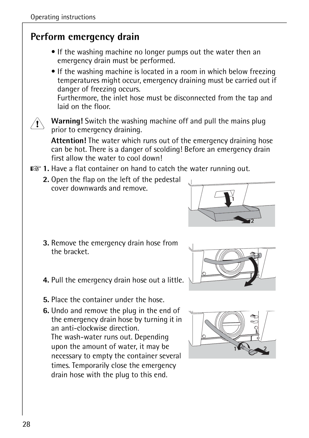 AEG W 1030 manual Perform emergency drain 