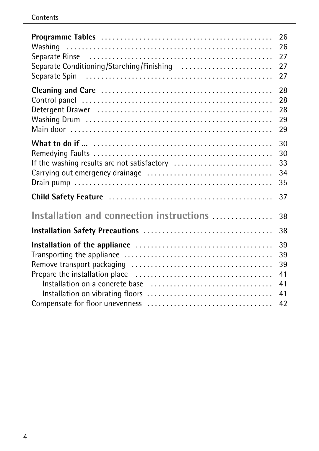 AEG W 1230 manual What to do if, Installation and connection instructions 