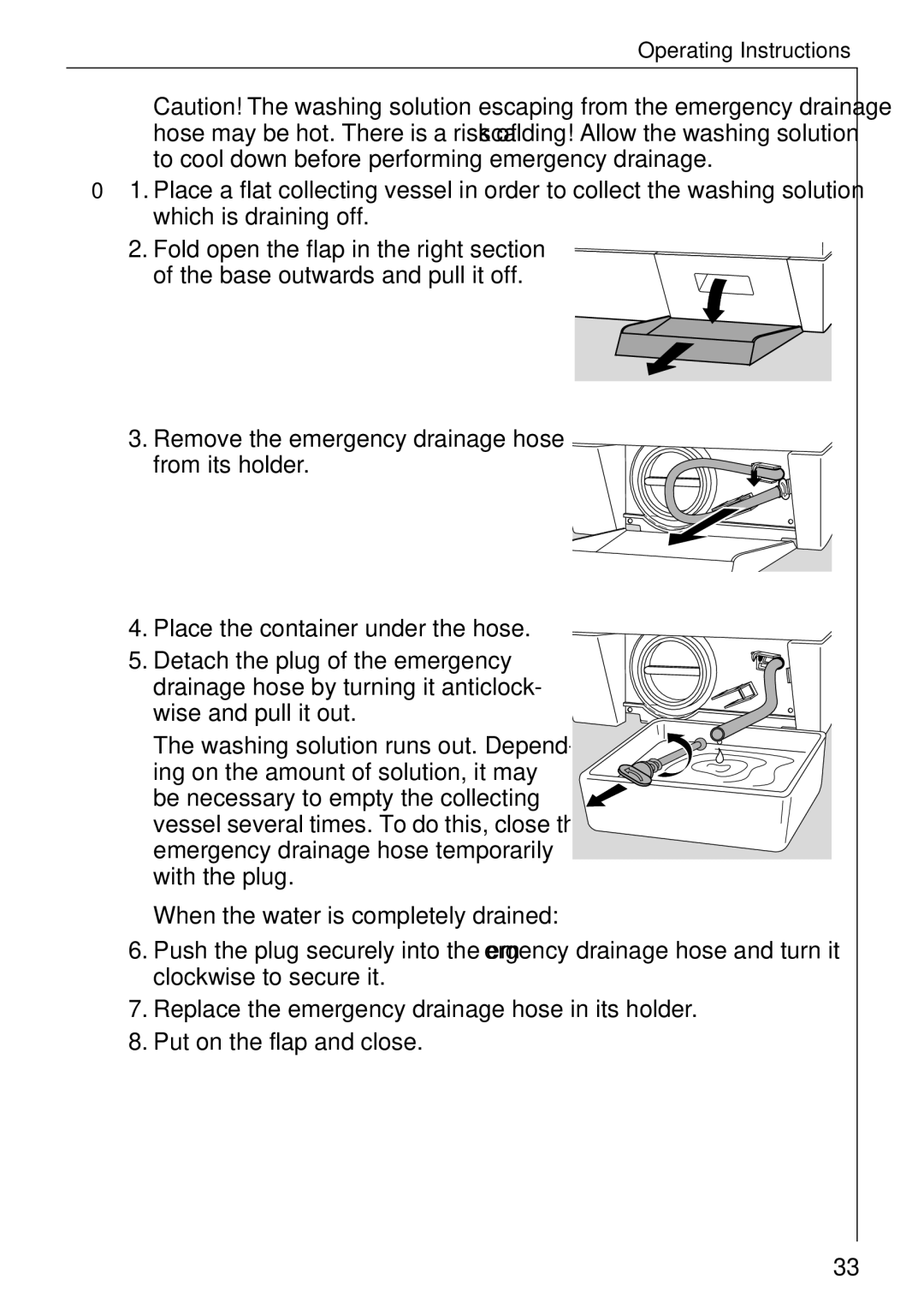 AEG W 730 manual When the water is completely drained 