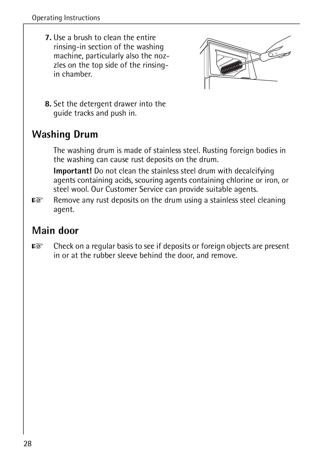 AEG W 808 manual Washing Drum, Main door 