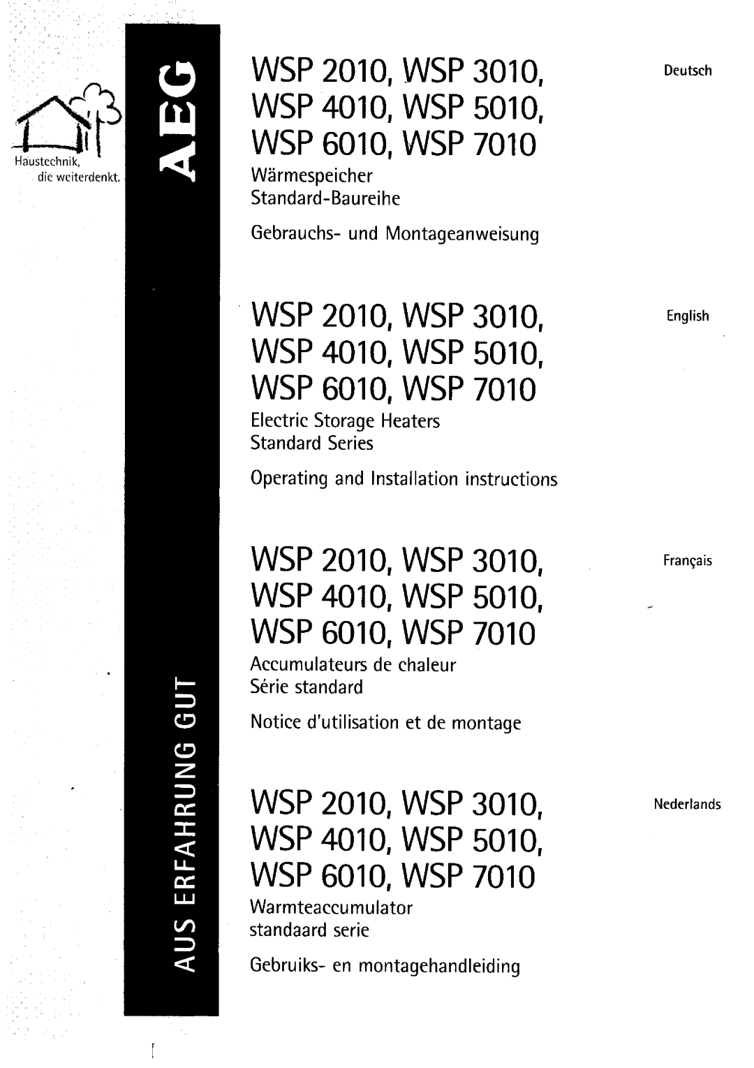 AEG WSP 4010, WSP 3010, WSP 6010, WSP 2010, WSP 7010, WSP 5010 manual 