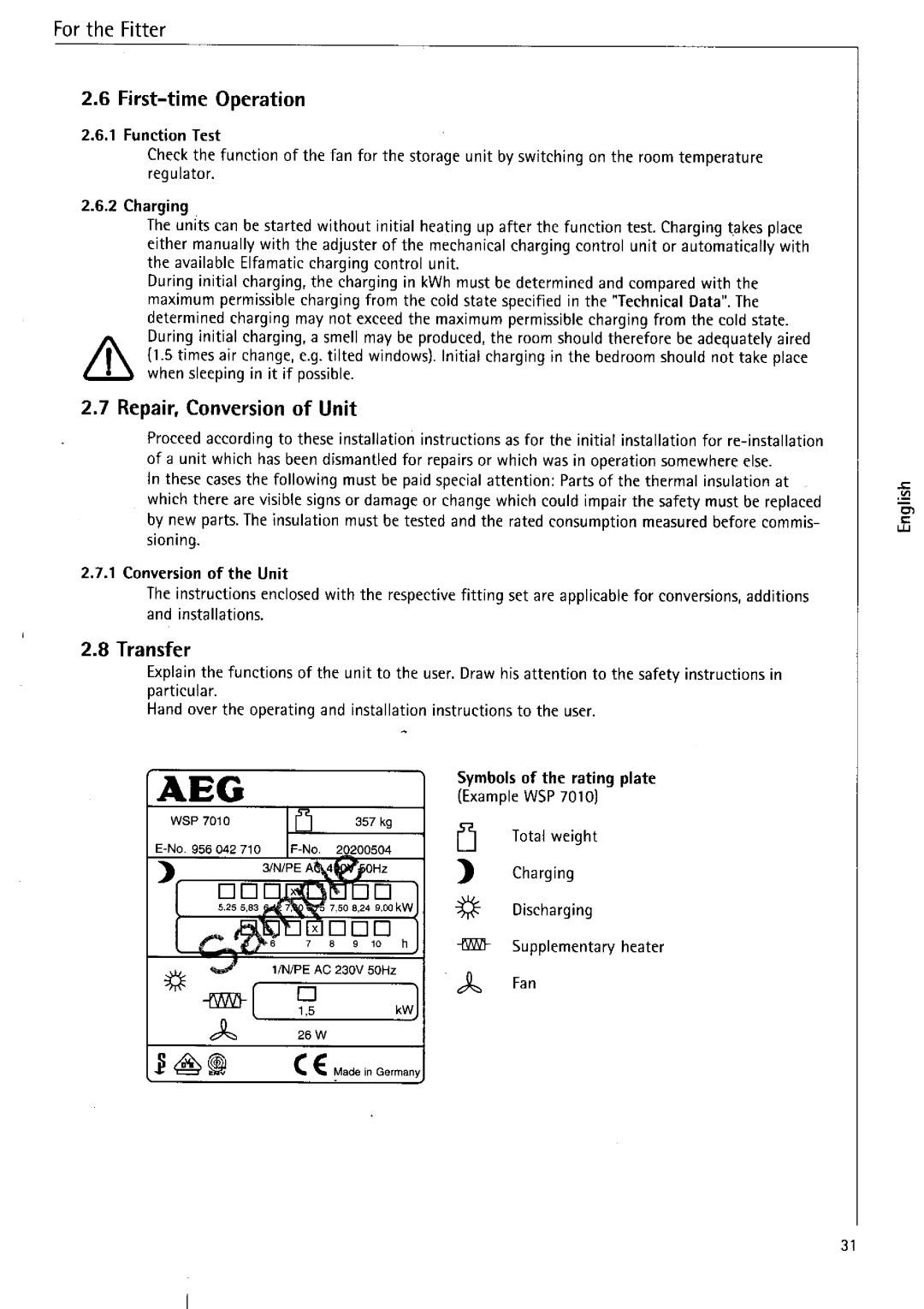 AEG WSP 7010, WSP 3010, WSP 4010, WSP 6010, WSP 2010, WSP 5010 manual 