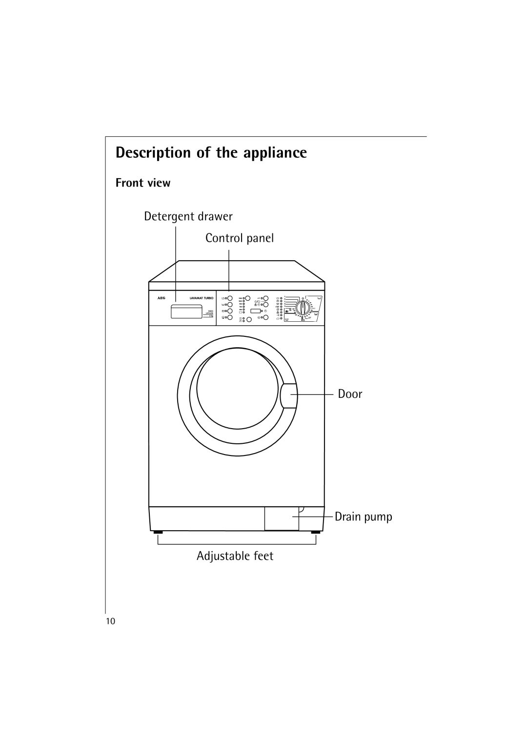 Aegis Micro 12820 manual Description of the appliance, Front view 