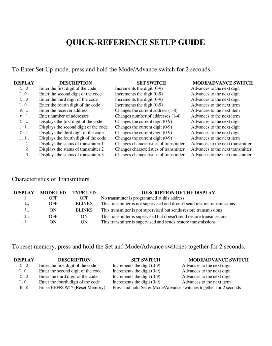 Aegis Micro AEG-WR installation manual QUICK-REFERENCE Setup Guide 