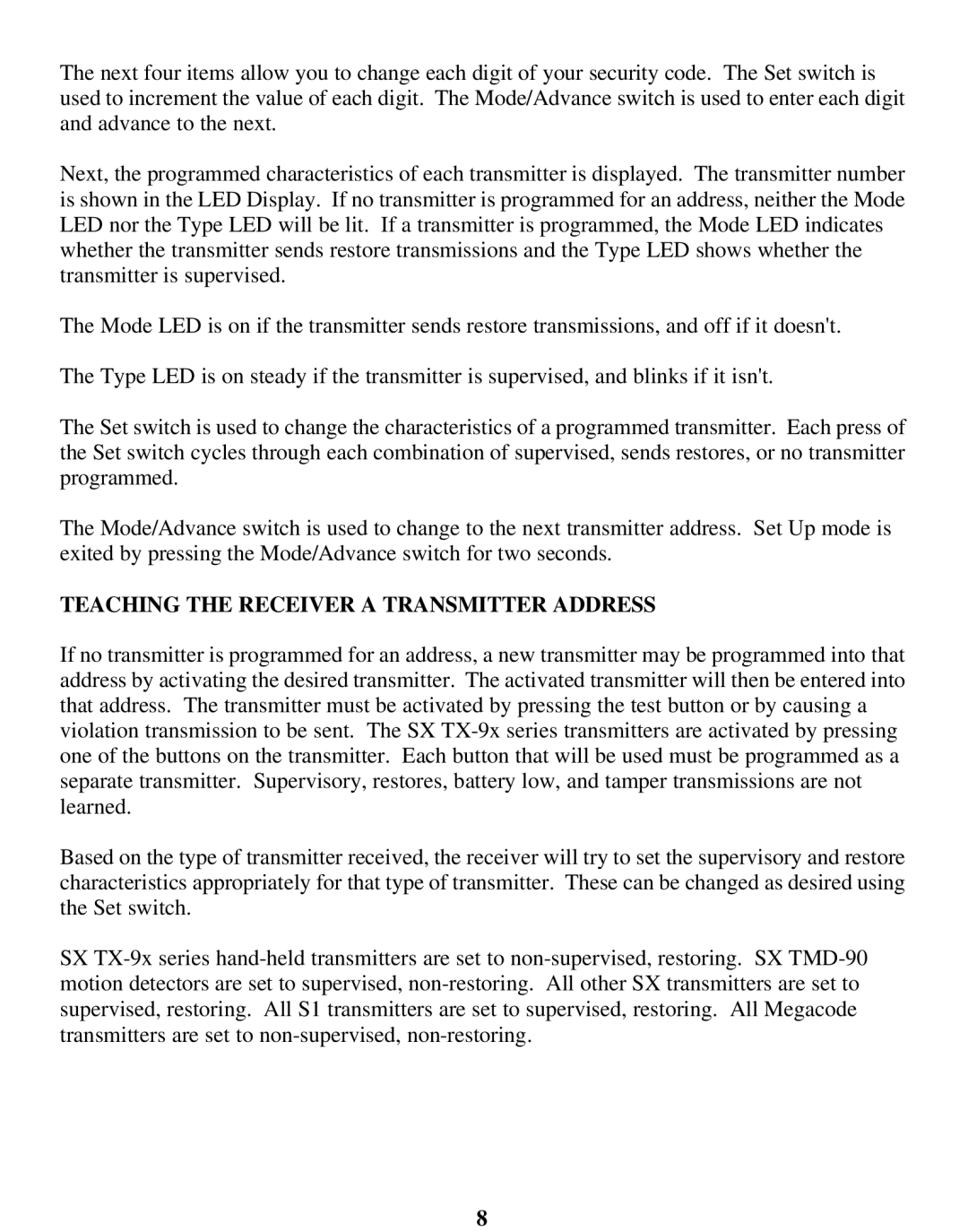 Aegis Micro AEG-WR installation manual Teaching the Receiver a Transmitter Address 