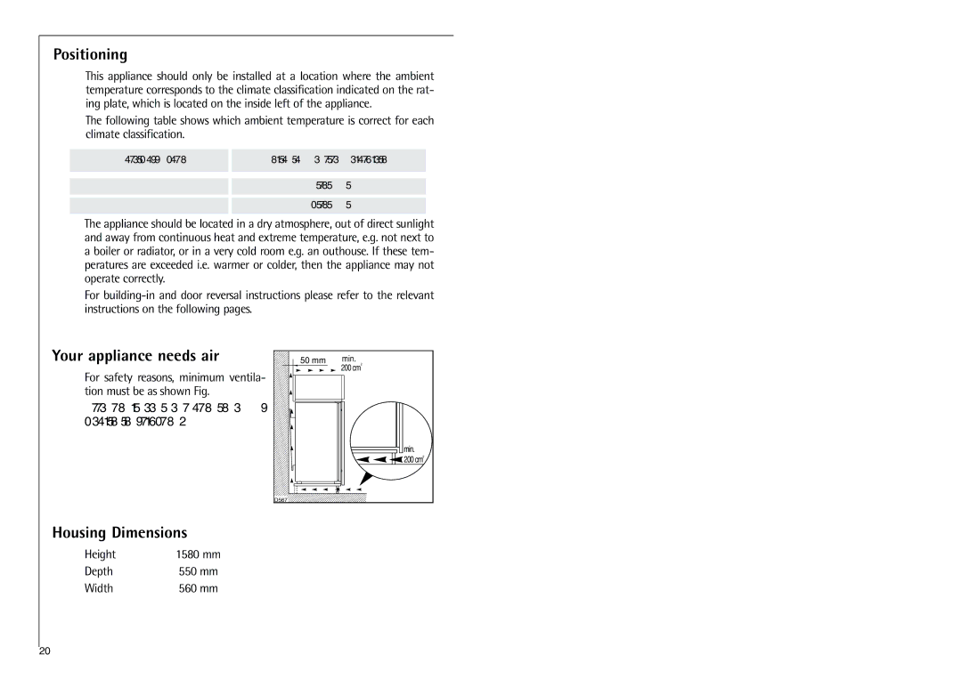 Aegis Micro C 8 16 41-4i installation instructions Positioning, Your appliance needs air, Housing Dimensions 