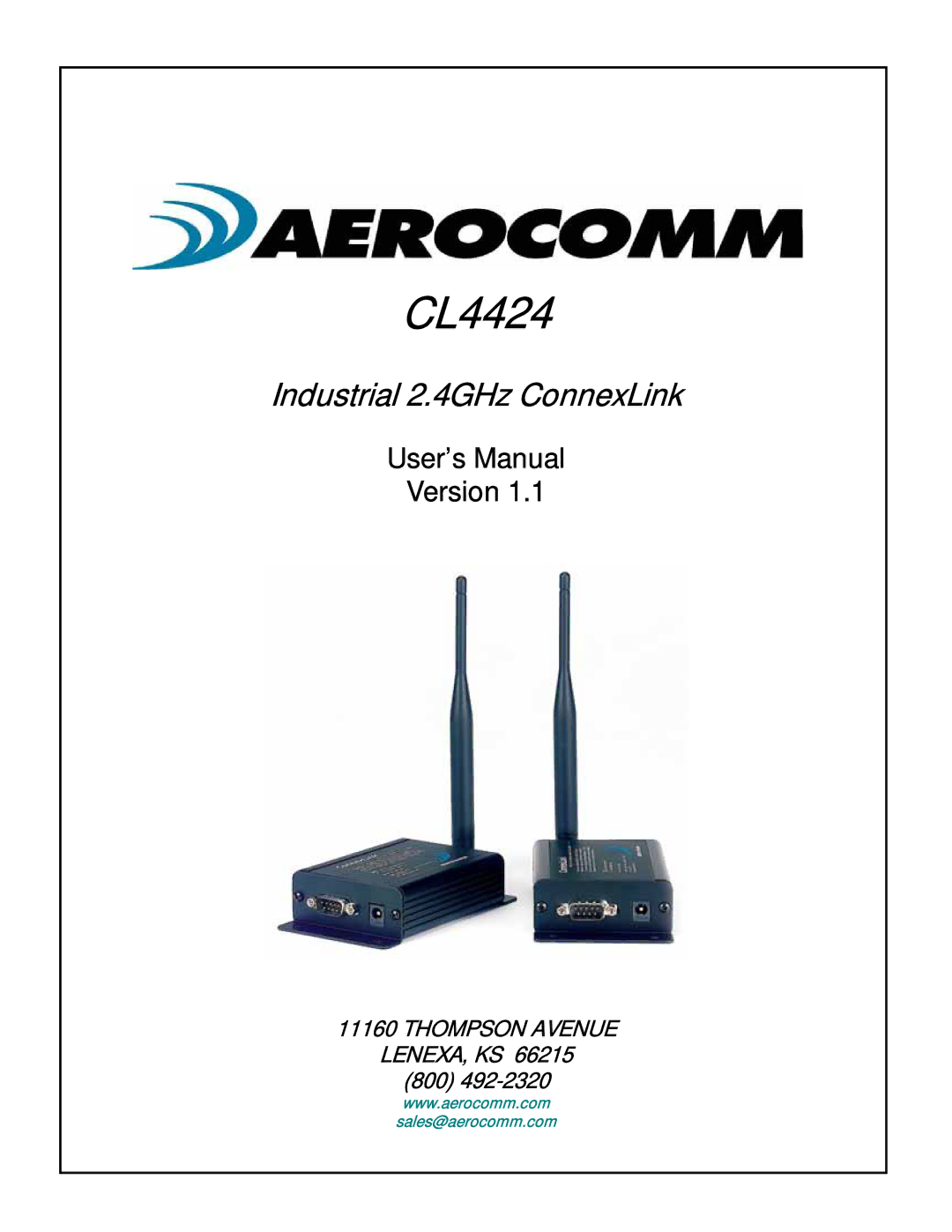 AeroComm CL4424 user manual 