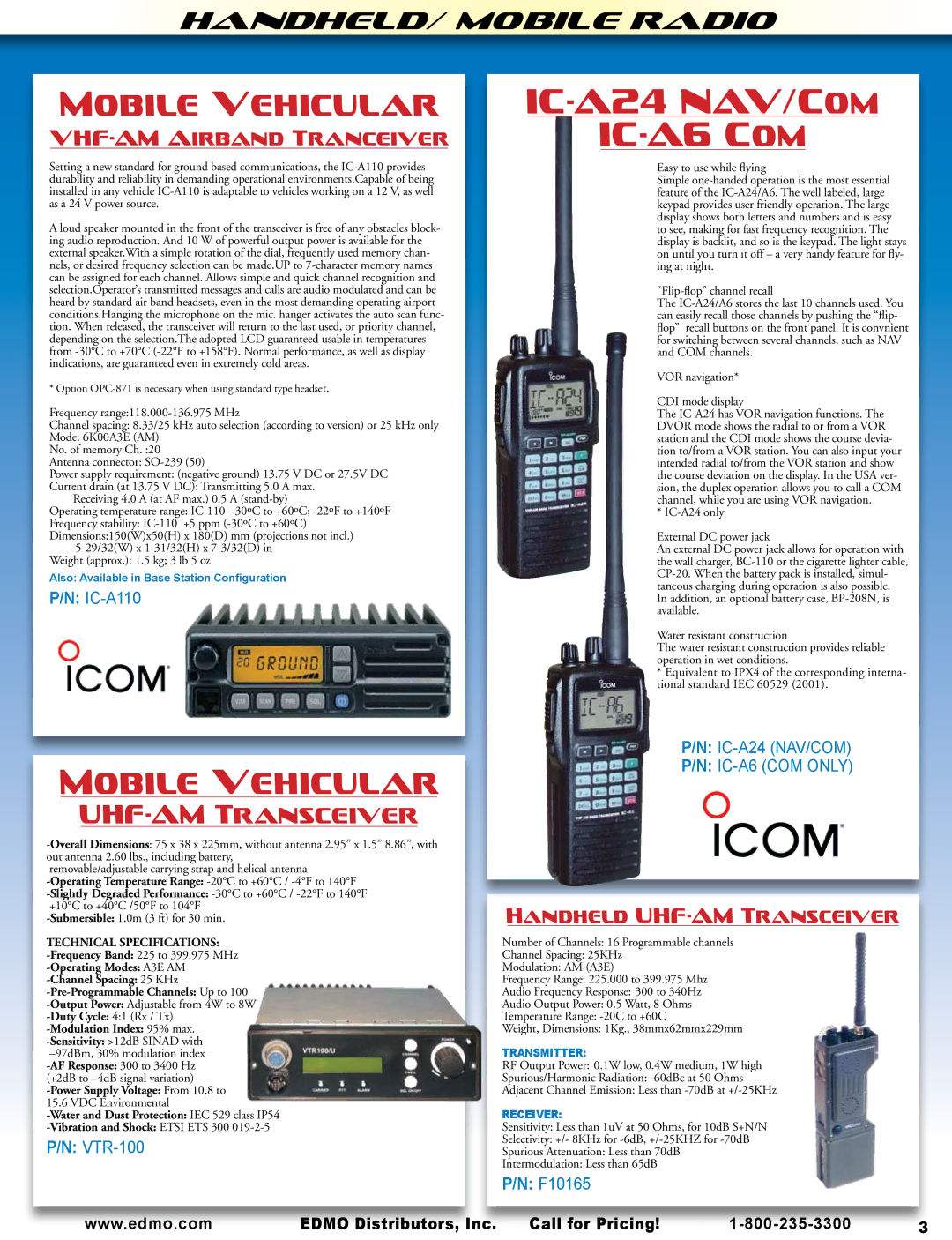 AeroComm SPH Series manual Mobilevehicular, HANDHELD/ Mobile Radio, Uhf-Amtransceiver 