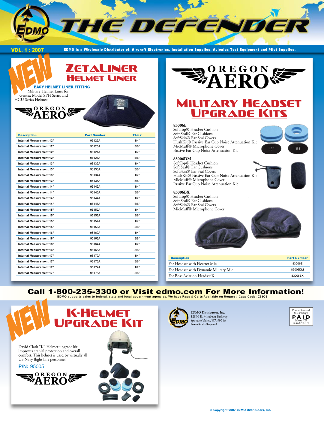 AeroComm SPH Series manual Zetaliner, Militaryheadset Upgradekits, K-HELMET NewUPGRADEKIT, New HELMETLINER, 83006E, Vol 