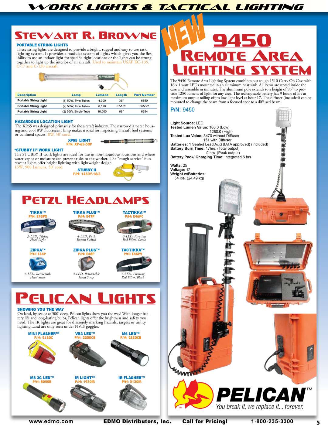 AeroComm SPH Series Remotearea Lightingsystem, Stewartr.Browne, Work Lights & Tactical Lighting, 9450, Pelicanlights, P/N 