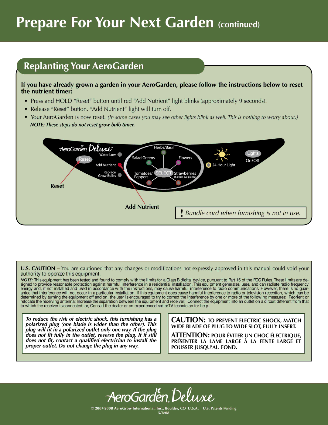 AeroGarden 100733-WHT, 100733-BLK quick start Replanting Your AeroGarden 