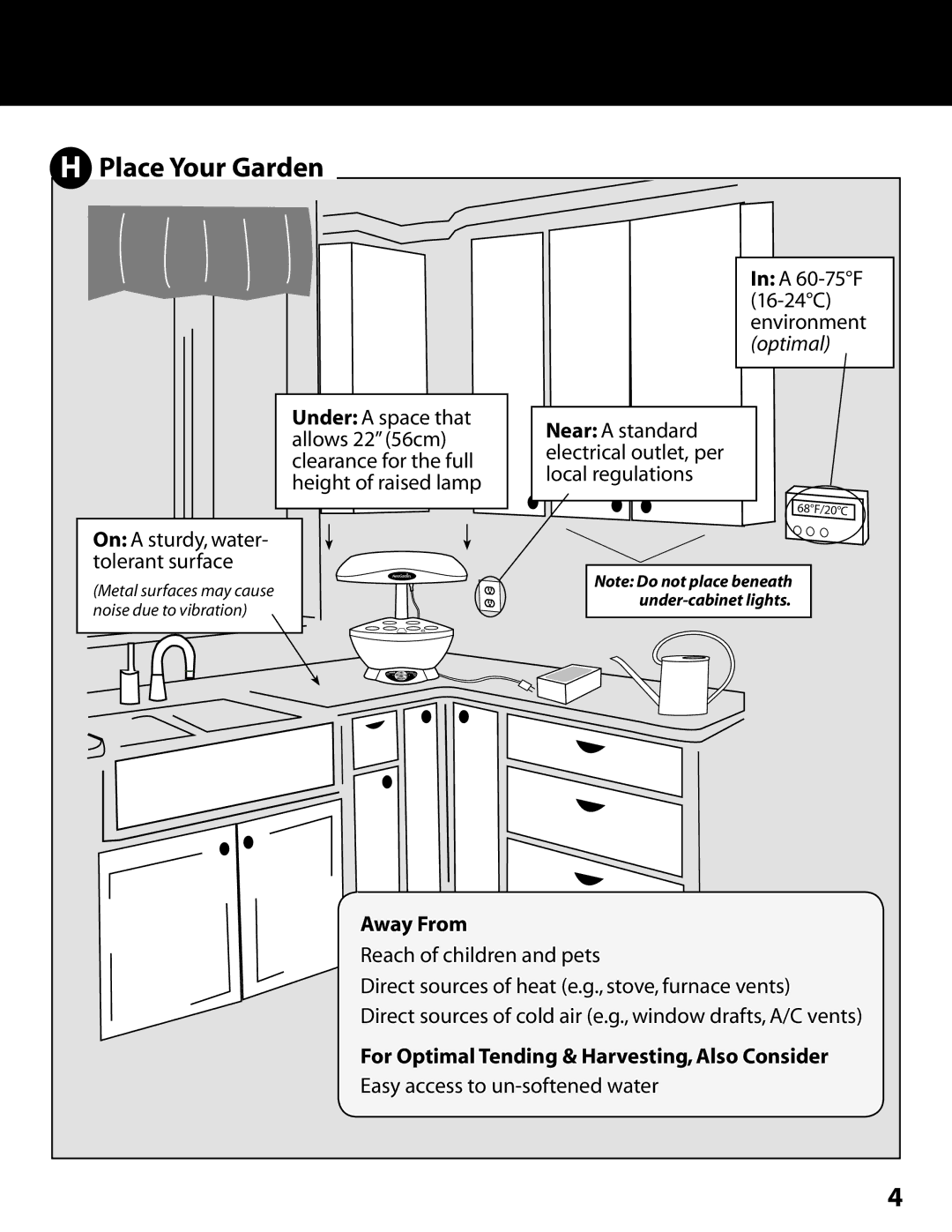 AeroGarden 100602-BLK, 200340, 100602-WHT Place Your Garden, Away From, For Optimal Tending & Harvesting, Also Consider 