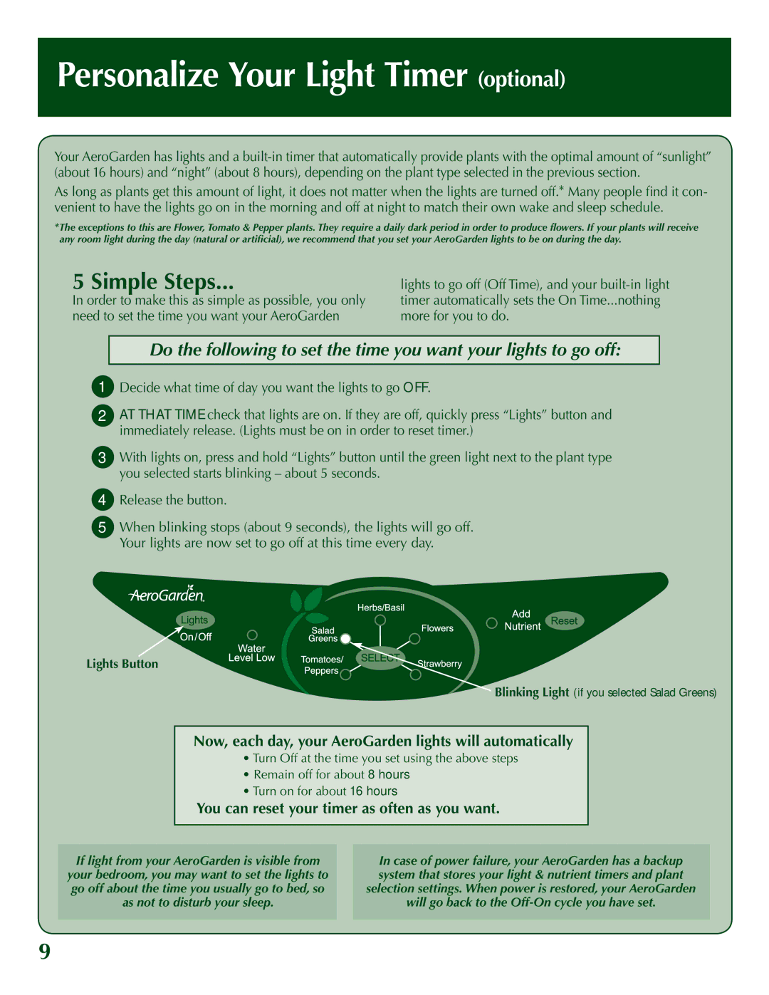 AeroGarden 100710-BLK, 500710-SLR, 200710-WHT, 200629, 500710-WHT, Classic Personalize Your Light Timer optional, Simple Steps 