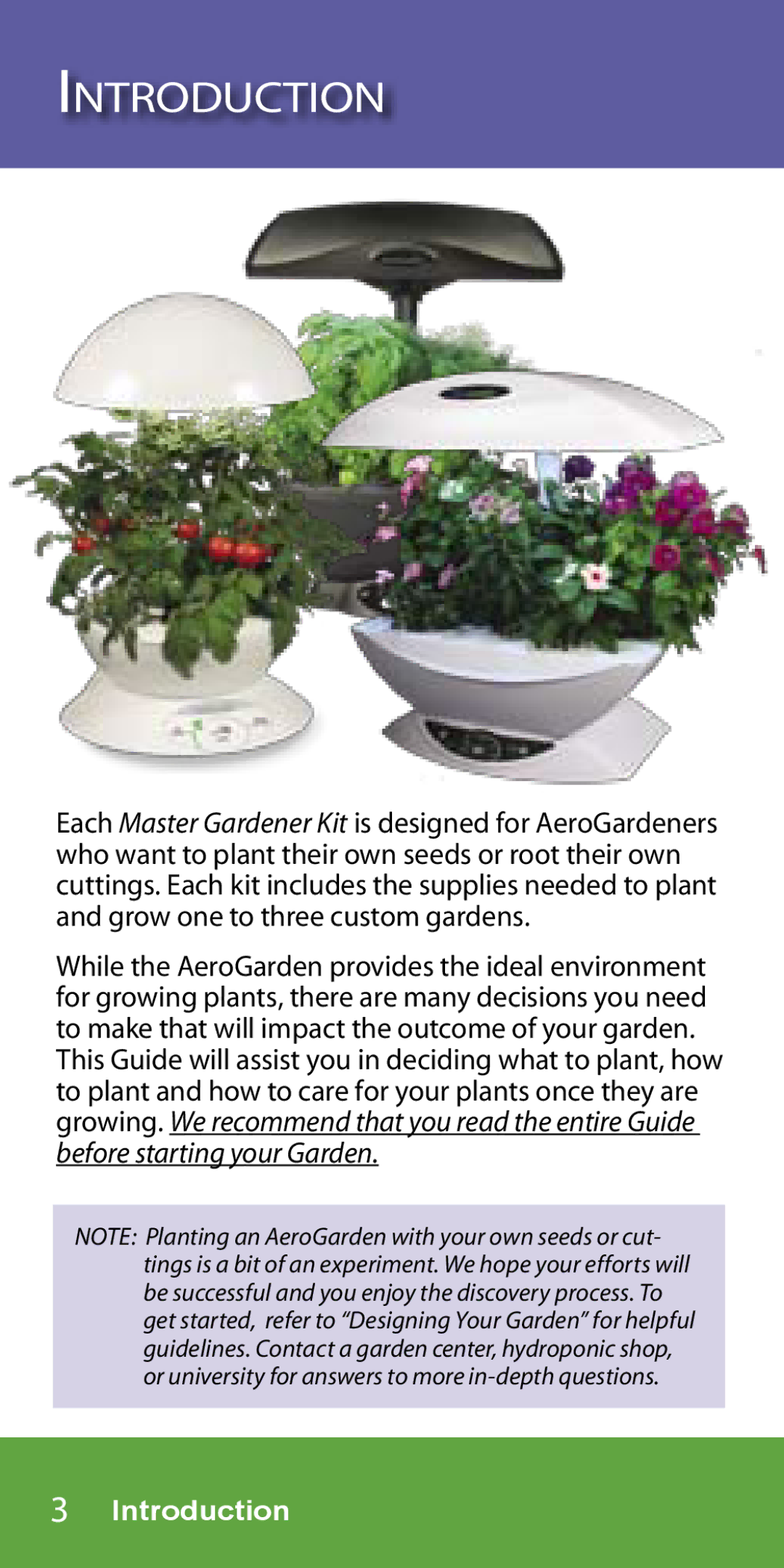 AeroGarden 7-Pod, 1-Season manual Introduction 