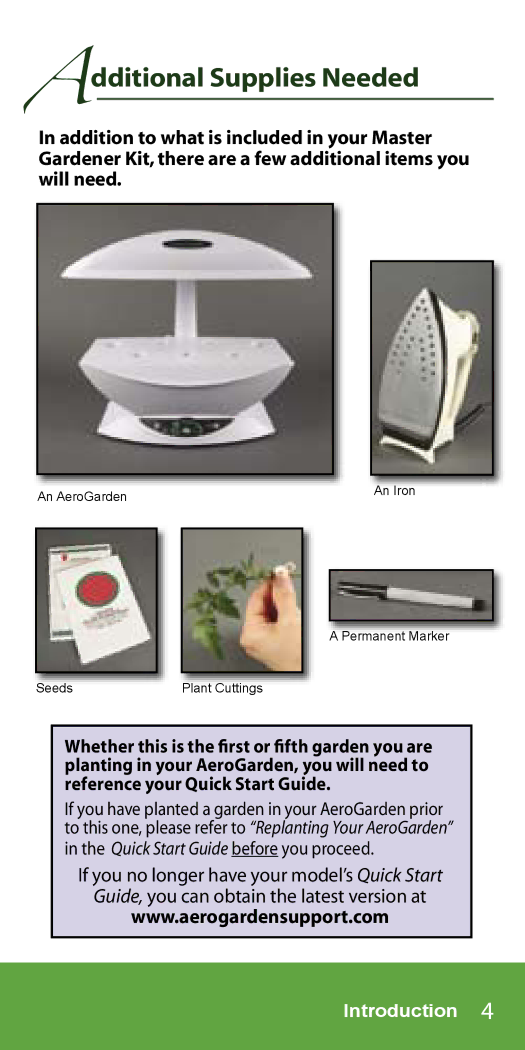 AeroGarden 1-Season, 7-Pod manual Additional Supplies Needed 