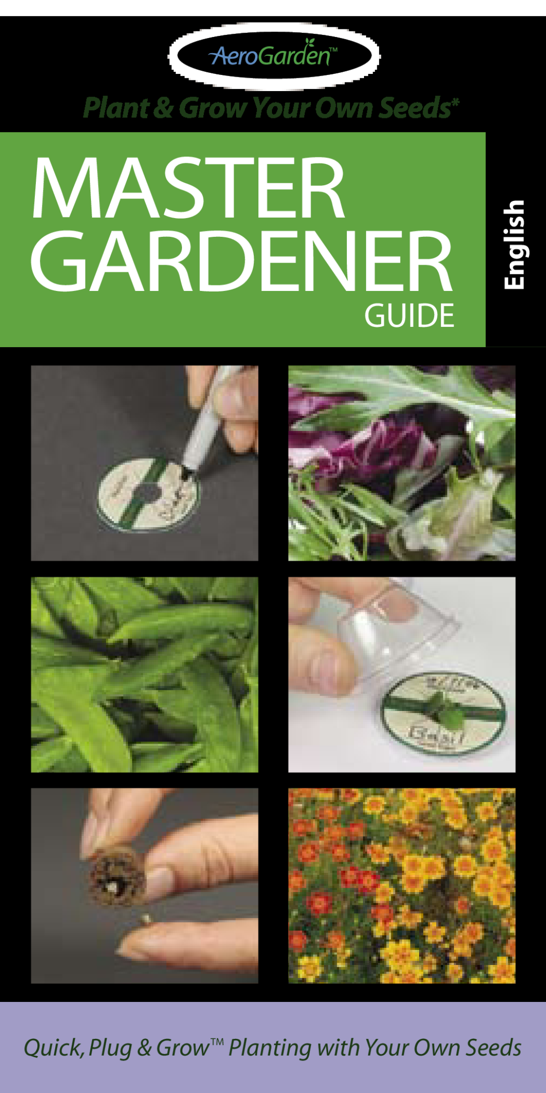 AeroGarden 1-Season, 7-Pod manual Master Gardener, Guide, Plant & Grow Your Own Seeds, English, Seeds not included 