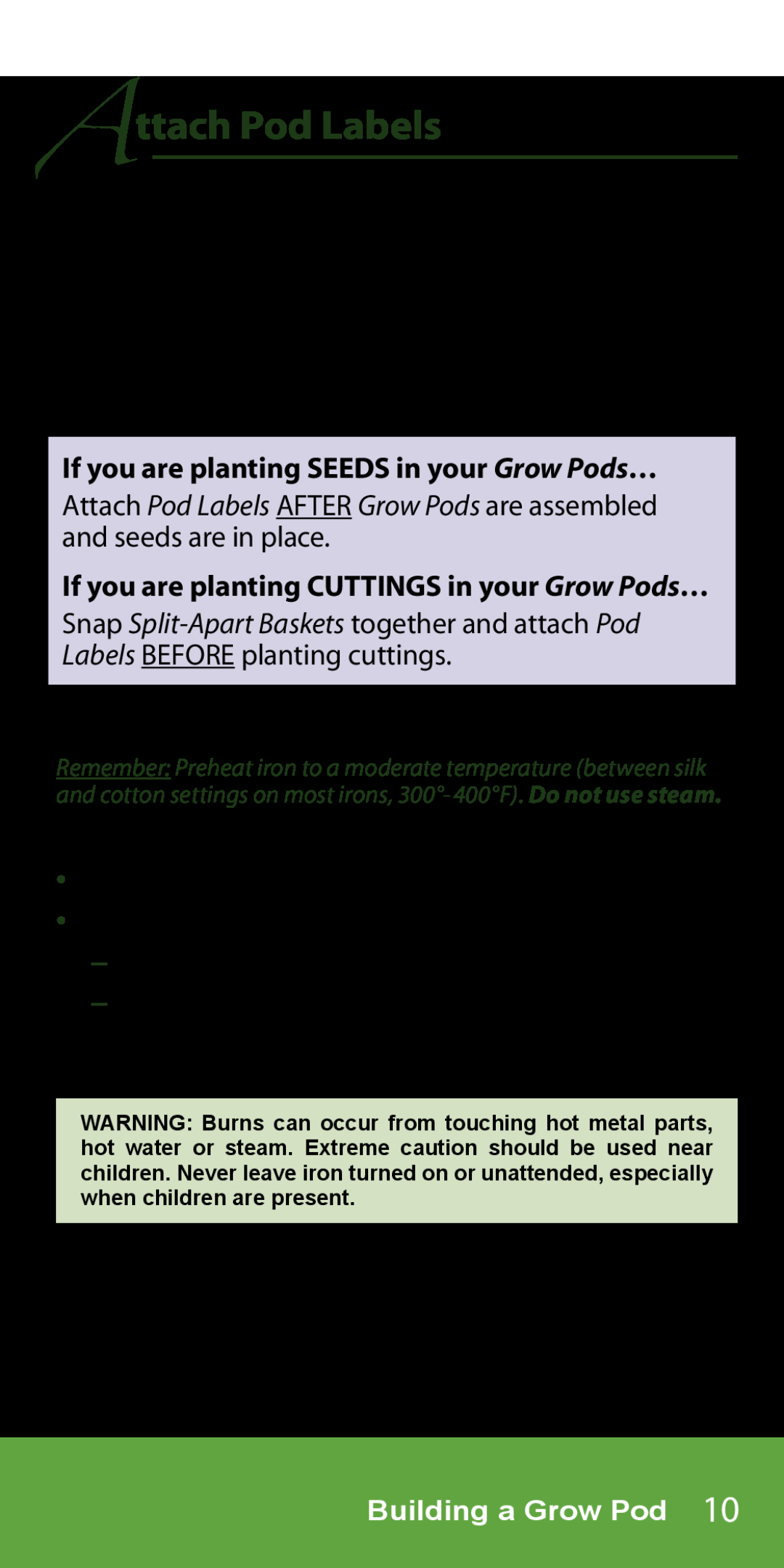 AeroGarden 1-Season, 7-Pod Attach Pod Labels, If you are planting SEEDS in your Grow Pods…, seconds with iron in one place 