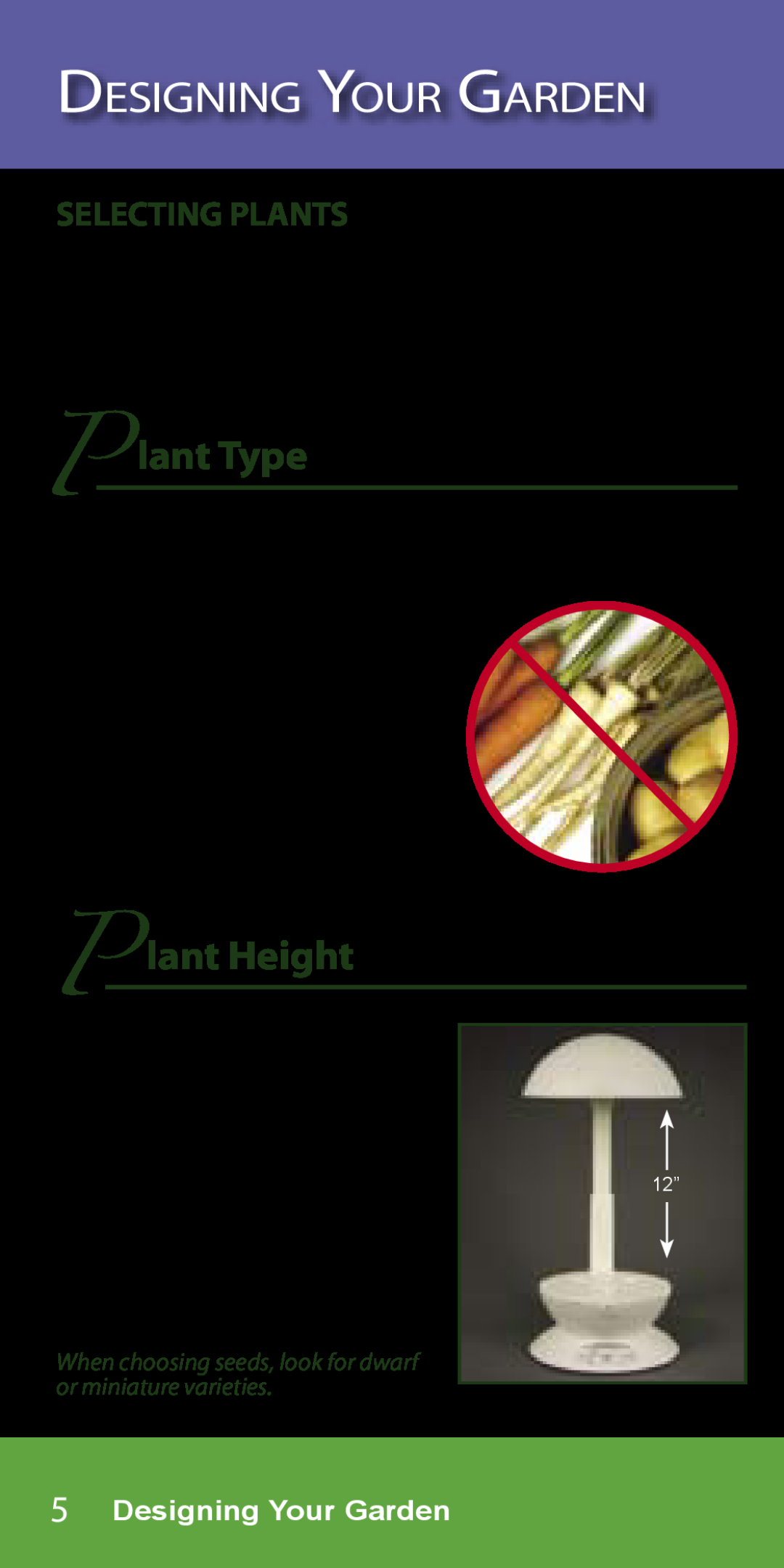 AeroGarden 7-Pod, 1-Season manual Designing Your Garden, lant Type, lant Height, Selecting Plants 