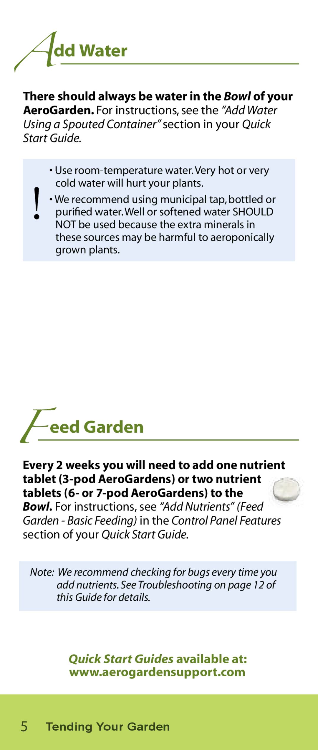 AeroGarden Salad Series manual Add Water, Eed Garden 