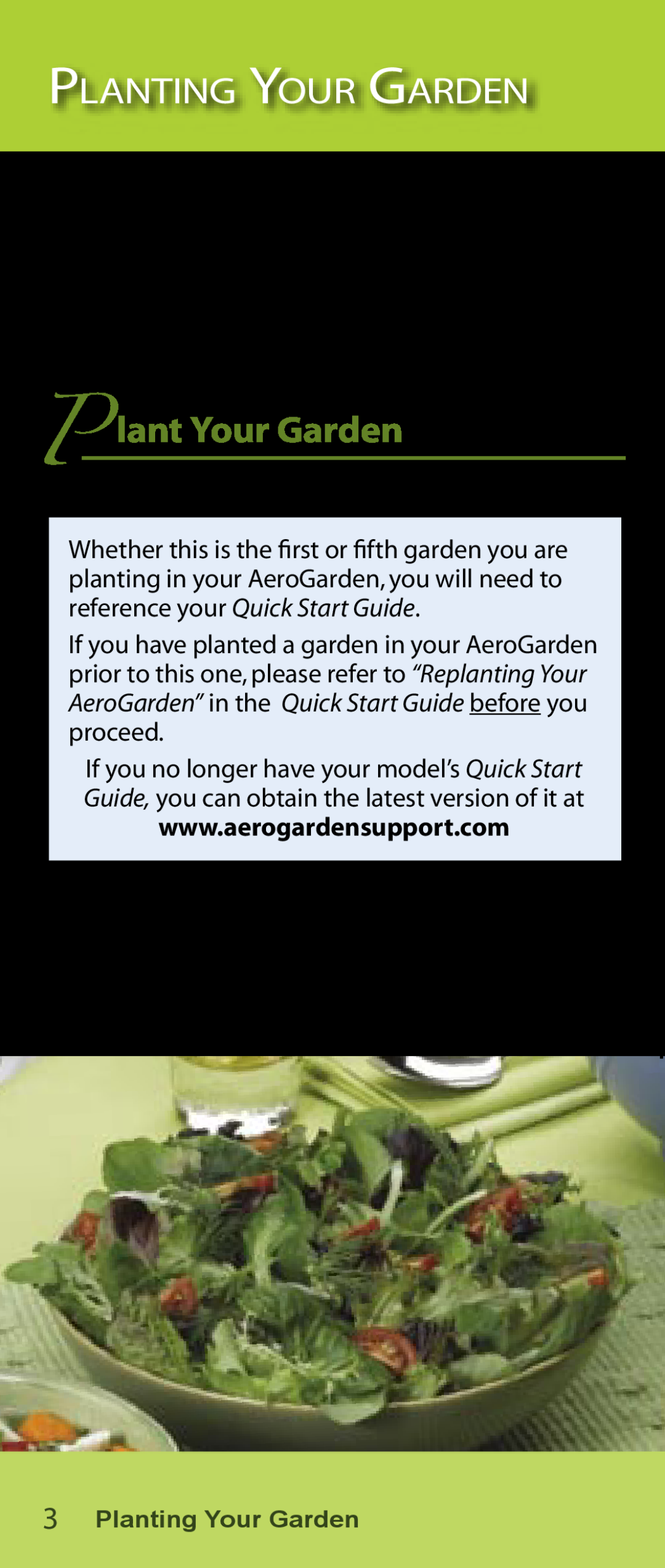 AeroGarden Salad Series manual Planting Your Garden, P lant Your Garden 