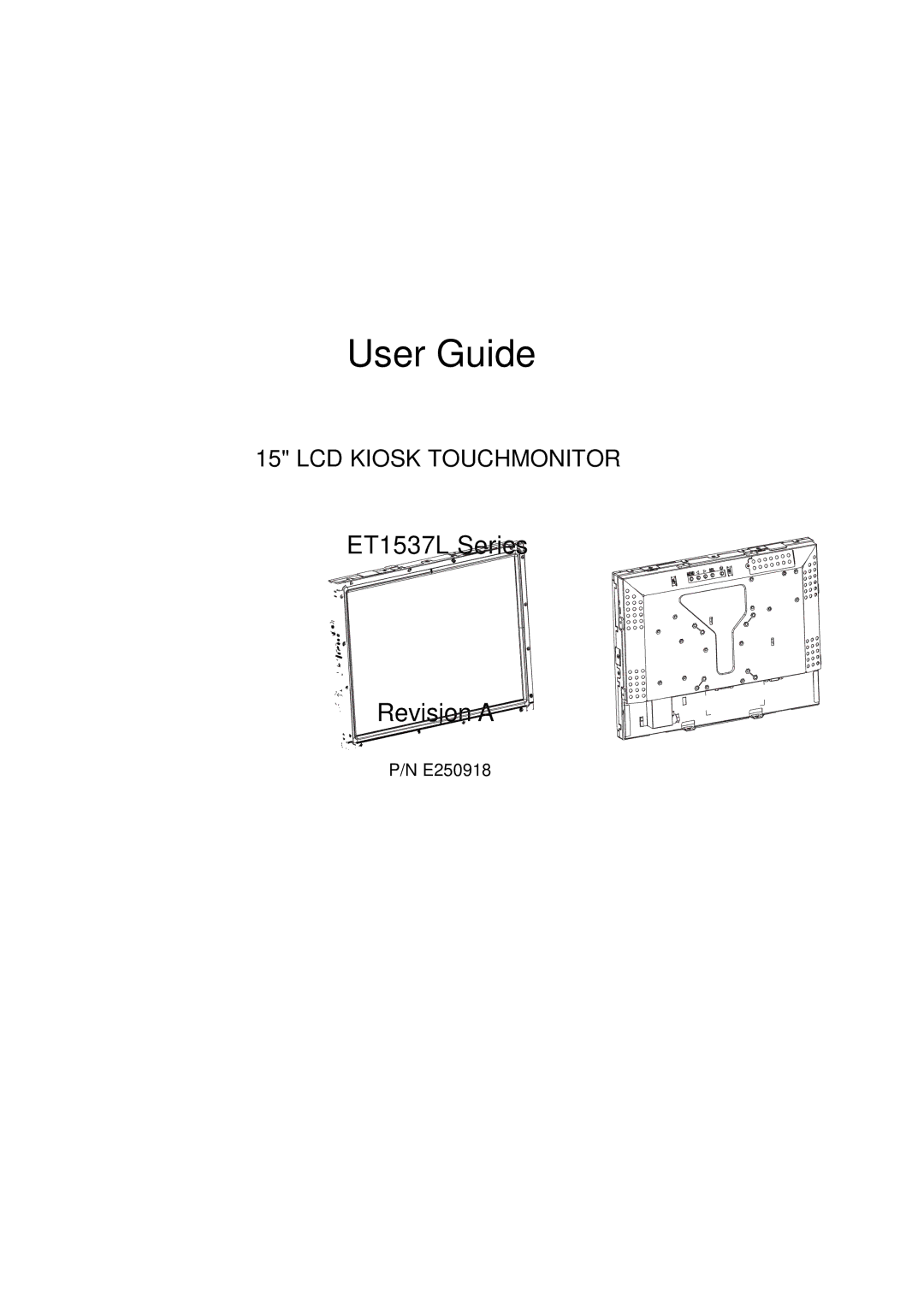 AG Neovo 1000 manual User Guide, ET1537L Series Revision a 