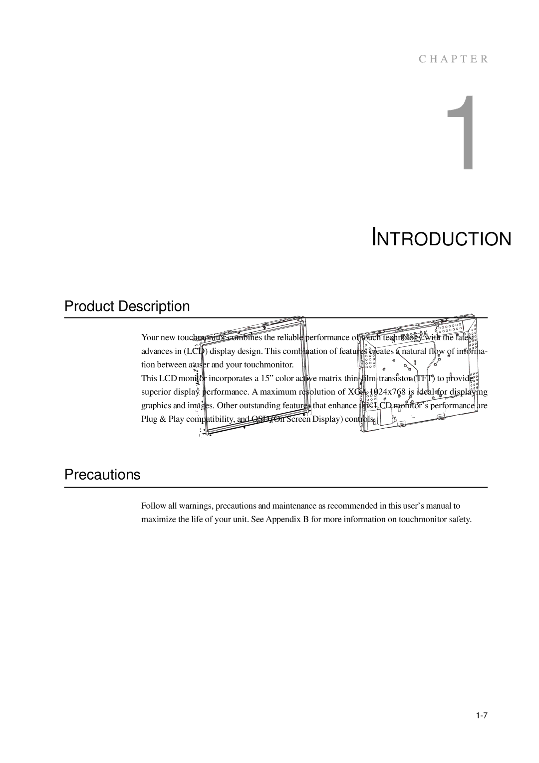 AG Neovo 1000 manual Introduction, Product Description, Precautions 