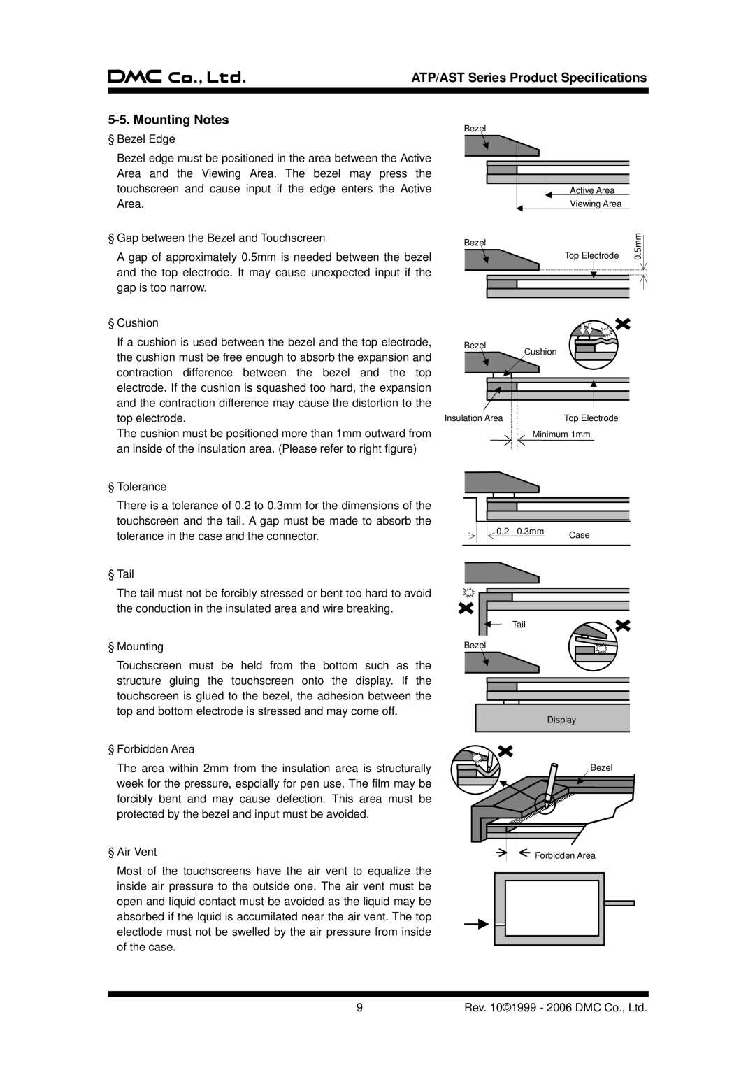 AG Neovo specifications ATP/AST Series Product Specifications Mounting Notes 