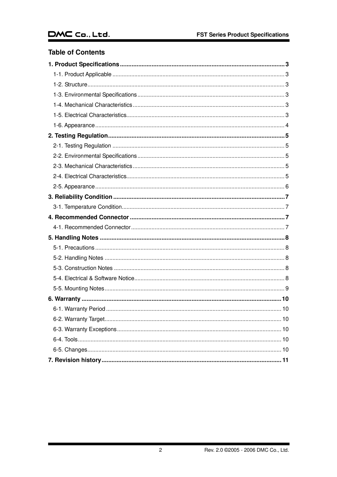 AG Neovo FST Series specifications Table of Contents 