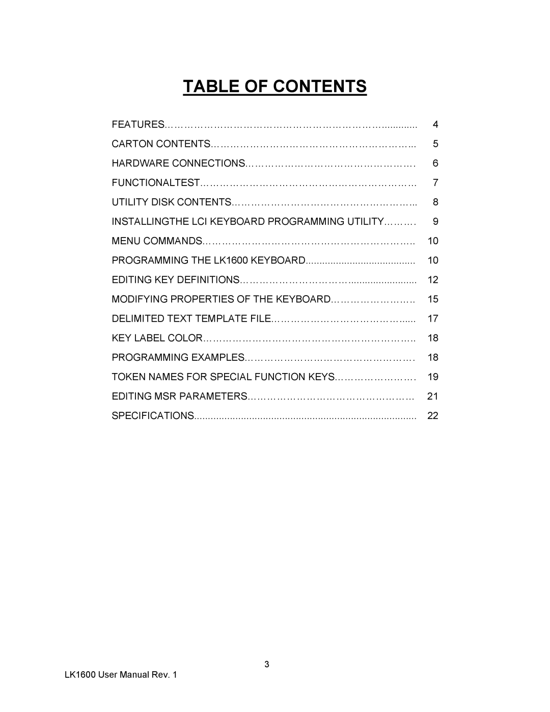 AG Neovo LK1600 user manual Table of Contents 