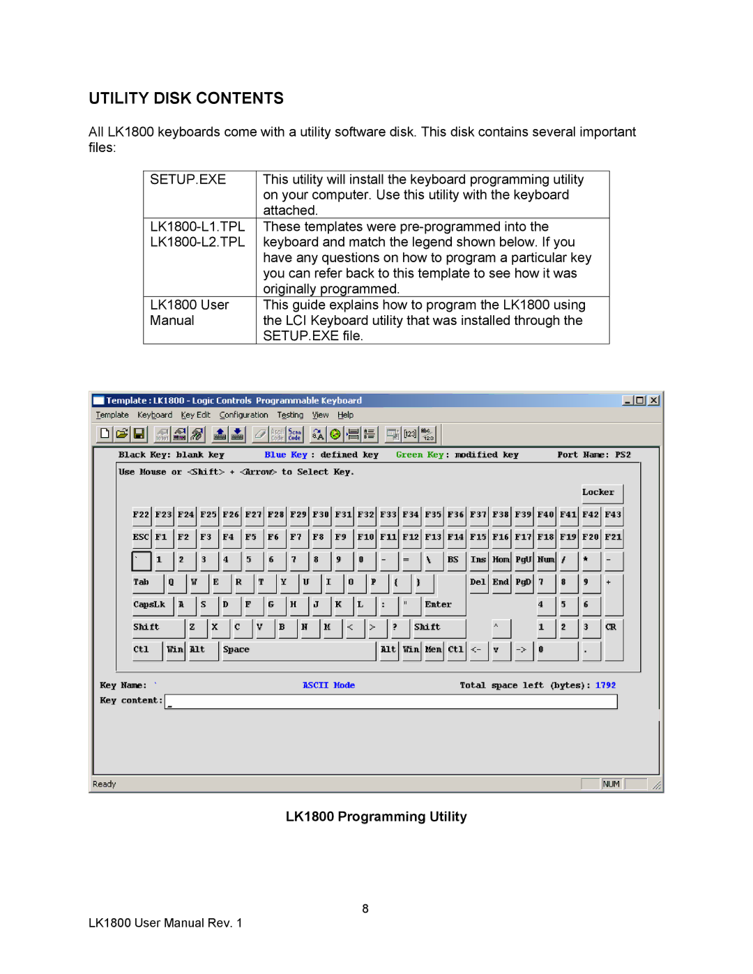 AG Neovo LK1800 user manual Utility Disk Contents 