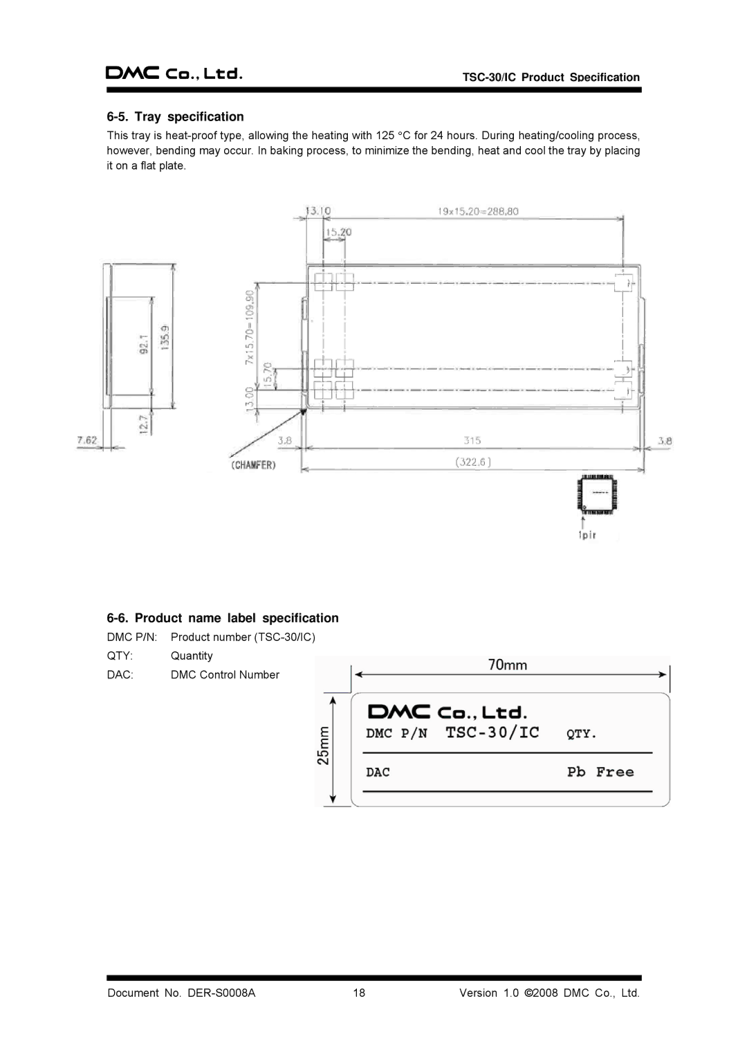 AG Neovo TSC-30/IC manual Tray specification, Product name label specification 