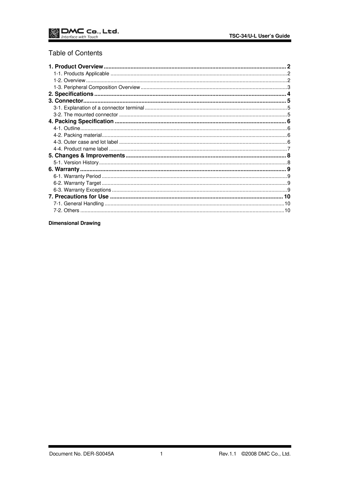 AG Neovo TSC-34/U-L manual Table of Contents 