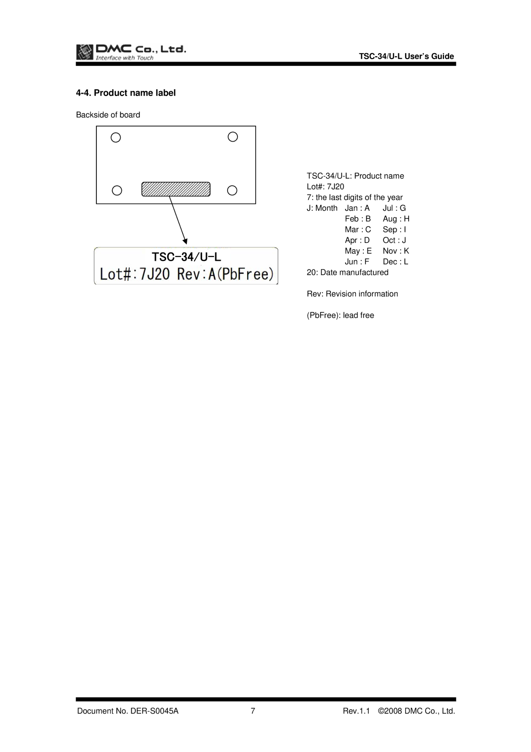 AG Neovo TSC-34/U-L manual Product name label 