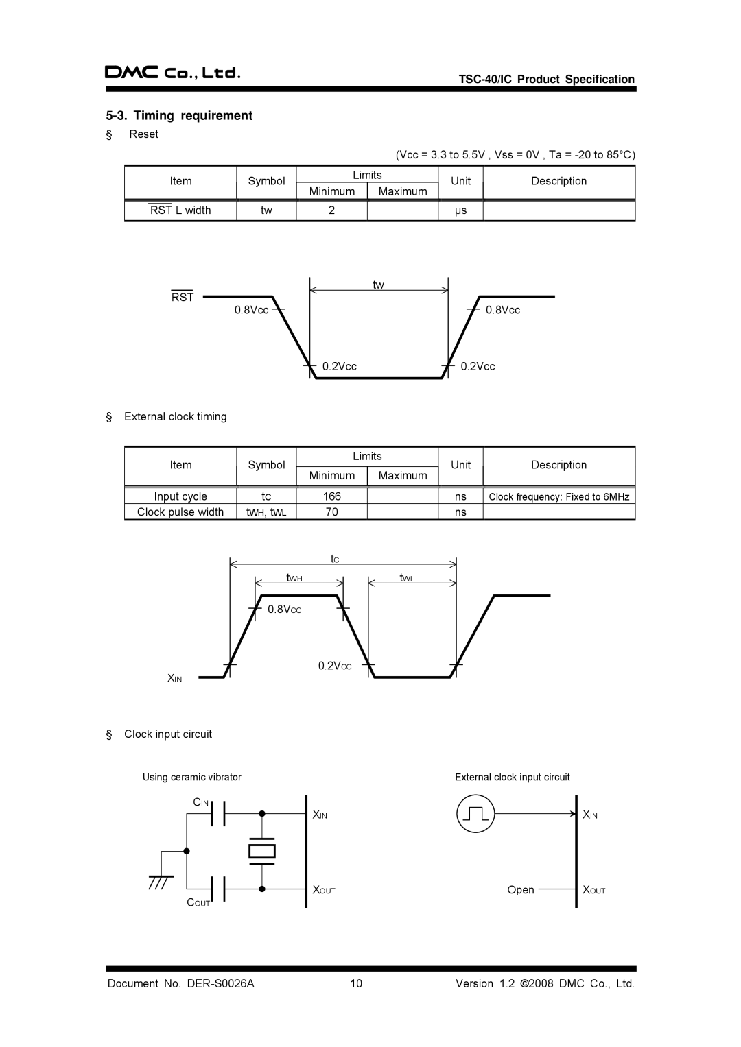 AG Neovo TSC-40/IC manual Timing requirement, Rst 