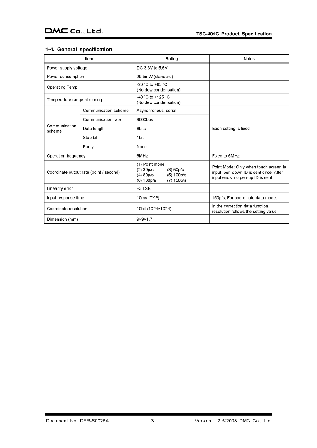 AG Neovo TSC-40/IC manual General specification 