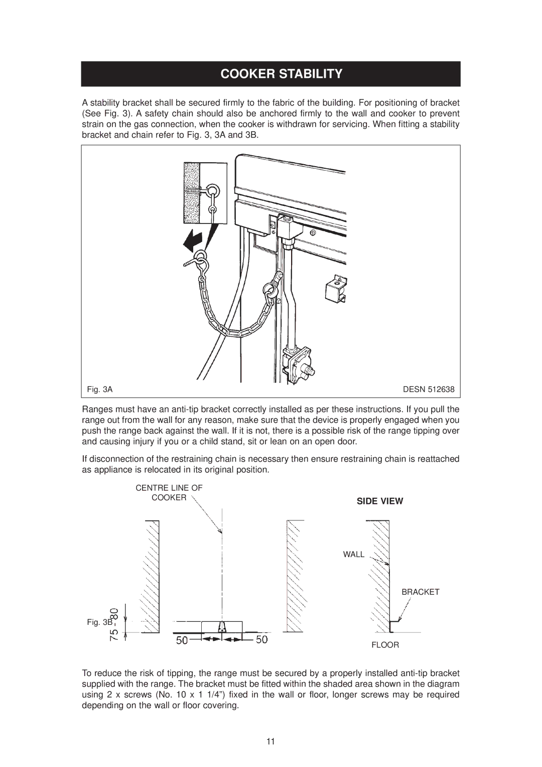 Aga Ranges 6-4 Series owner manual Cooker Stability, Side View 