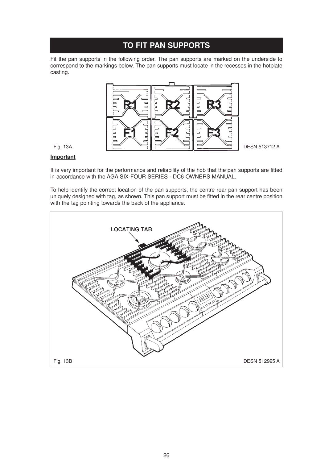 Aga Ranges 6-4 Series owner manual To FIT PAN Supports 