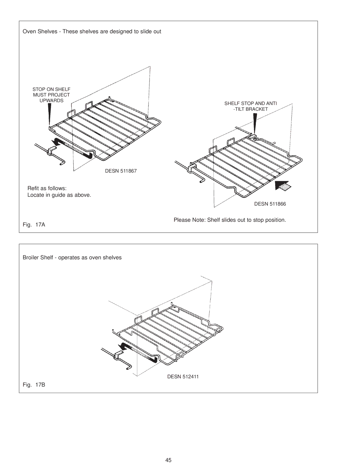 Aga Ranges 6-4 Series owner manual Oven Shelves These shelves are designed to slide out 