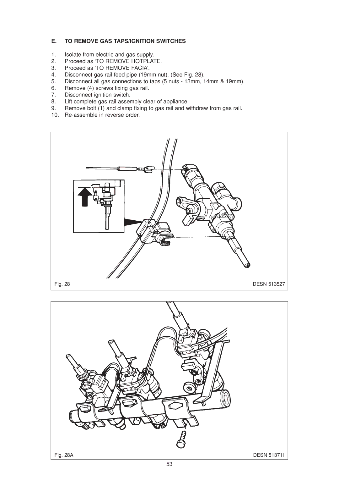 Aga Ranges 6-4 Series owner manual To Remove GAS TAPS/IGNITION Switches 