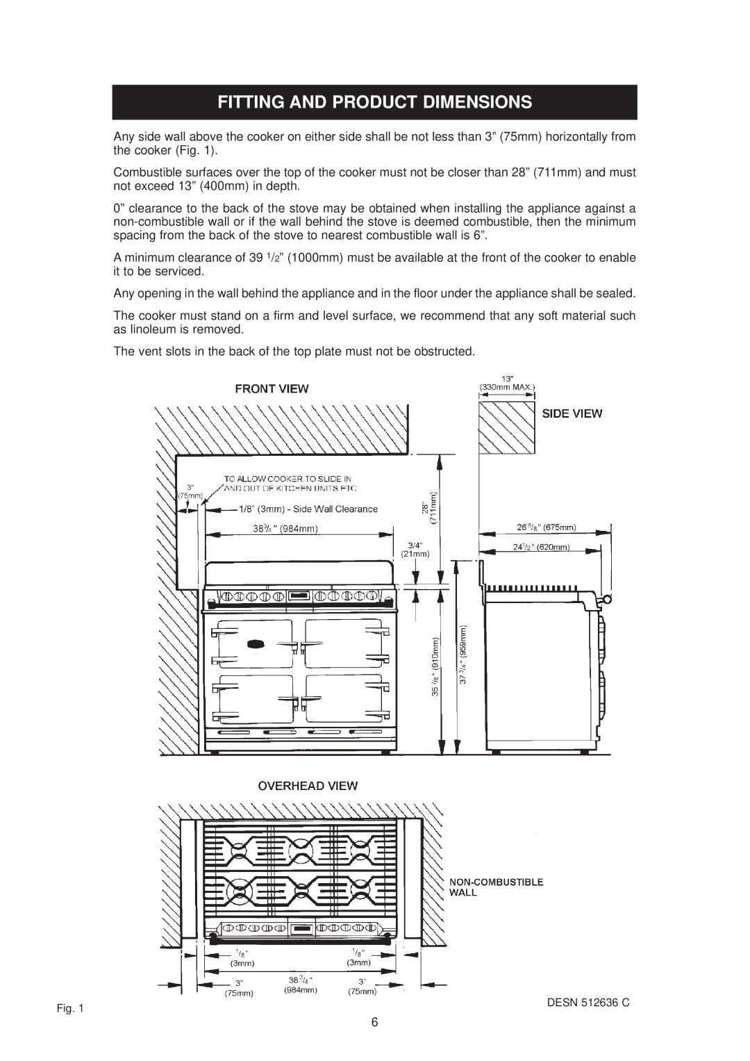 Aga Ranges 6-4 Series owner manual Fitting and Product Dimensions 