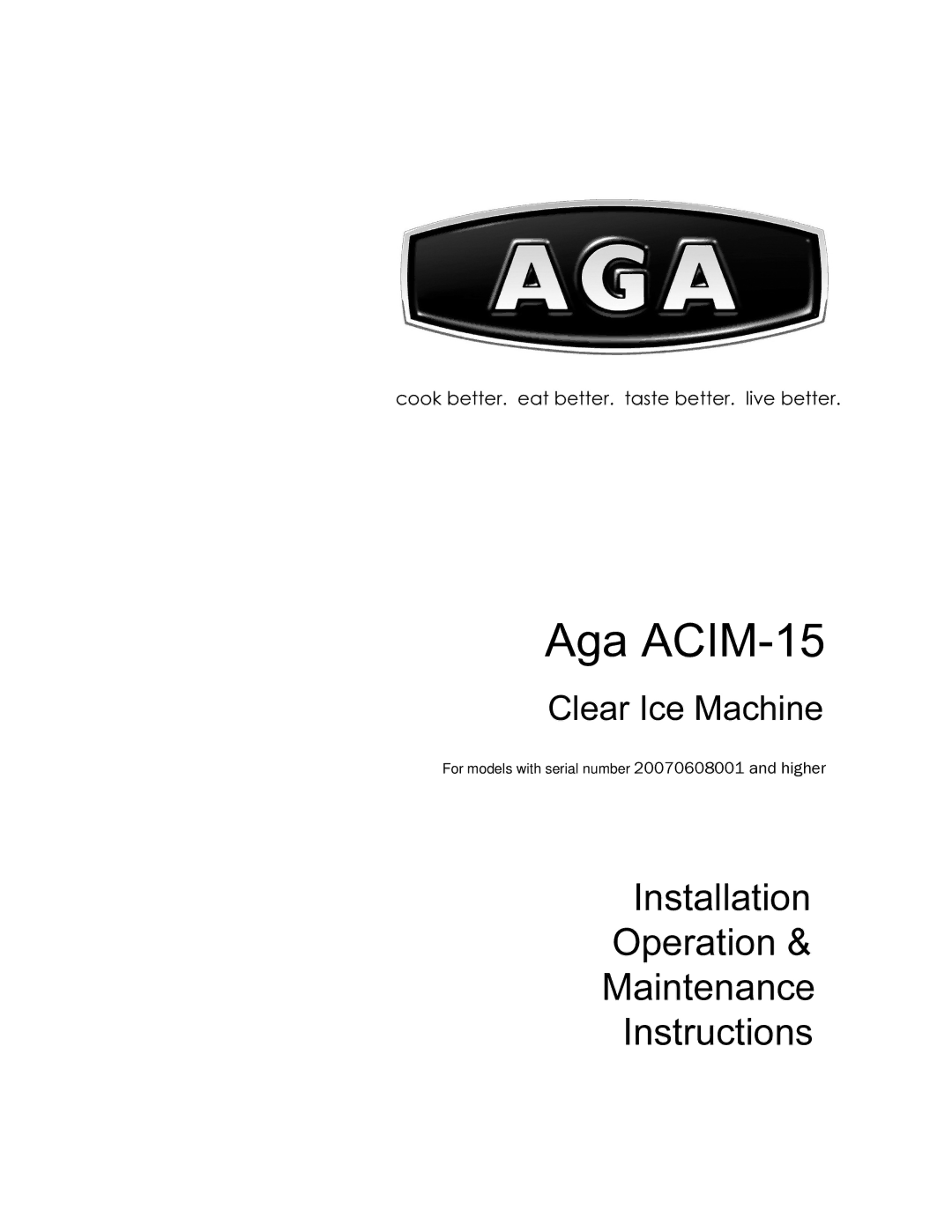 Aga Ranges manual Aga ACIM-15 