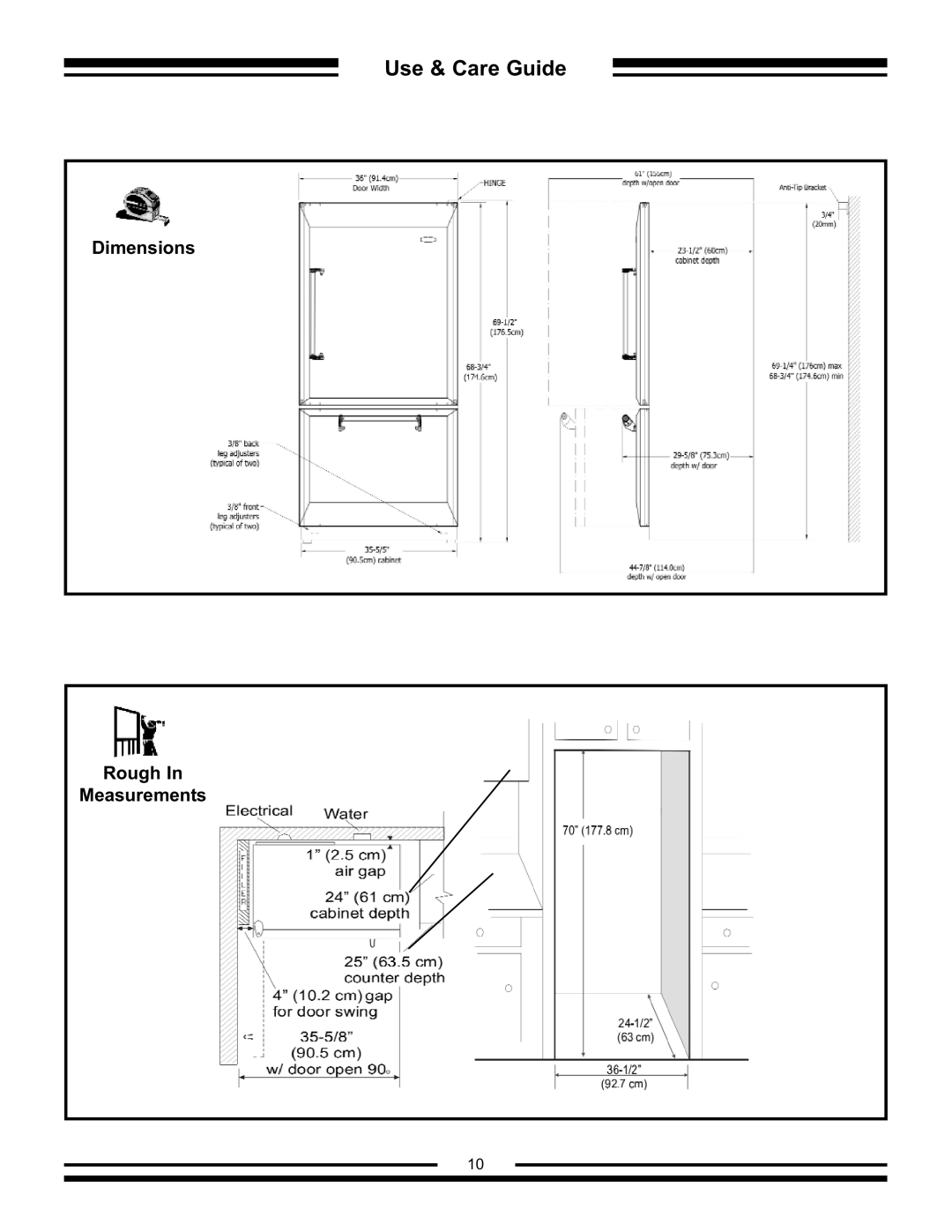 Aga Ranges AFHR-36 manual Dimensions Rough Measurements 