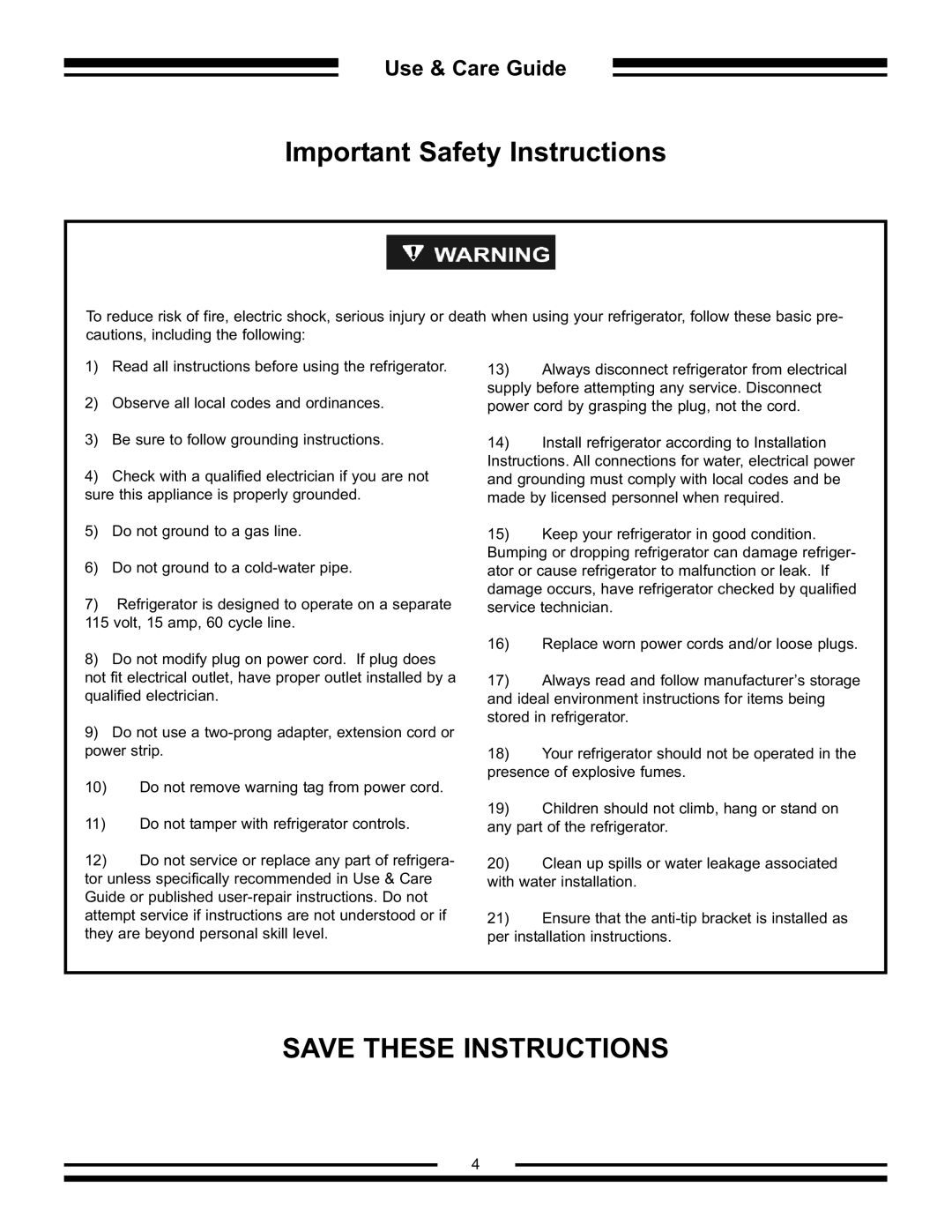 Aga Ranges AFHR-36 manual Important Safety Instructions 