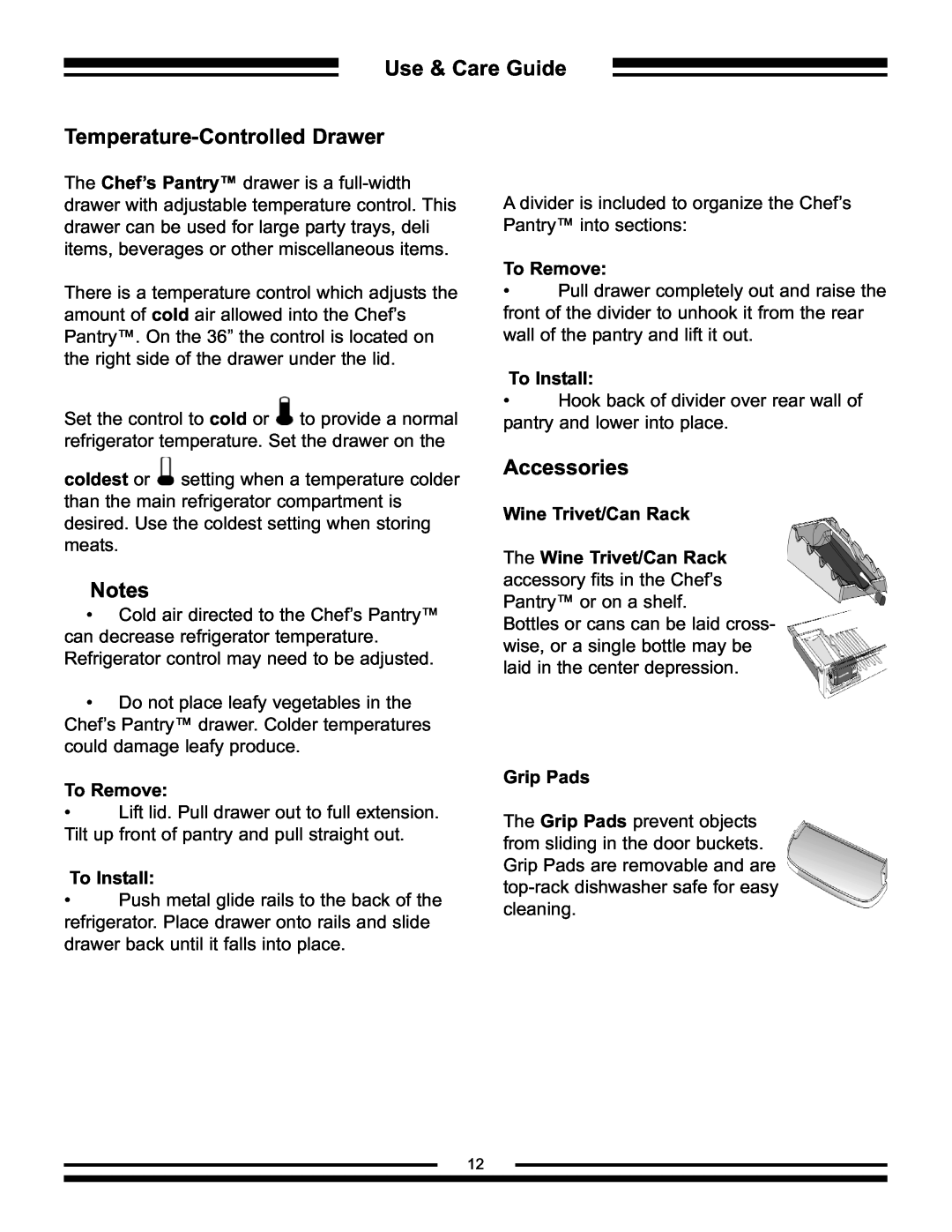 Aga Ranges AFHR-36 manual Temperature-Controlled Drawer, Accessories, Use & Care Guide 
