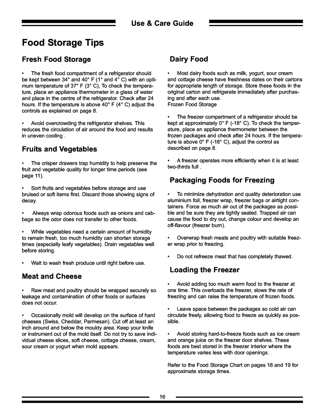 Aga Ranges AFHR-36 Food Storage Tips, Fresh Food Storage, Fruits and Vegetables, Dairy Food, Packaging Foods for Freezing 