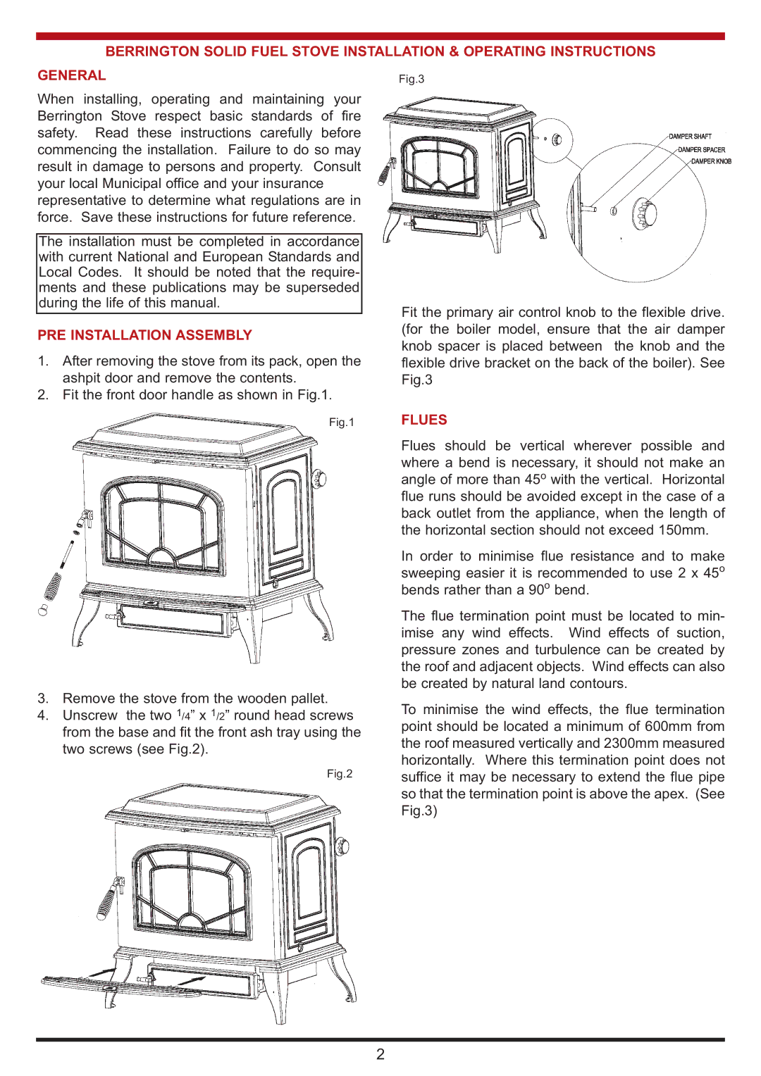 Aga Ranges Berrington manual PRE Installation Assembly, Flues 