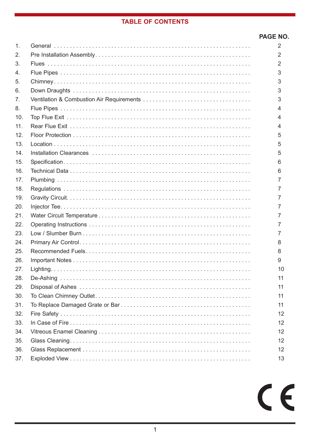 Aga Ranges Berrington manual Table Of Contents, Page No 