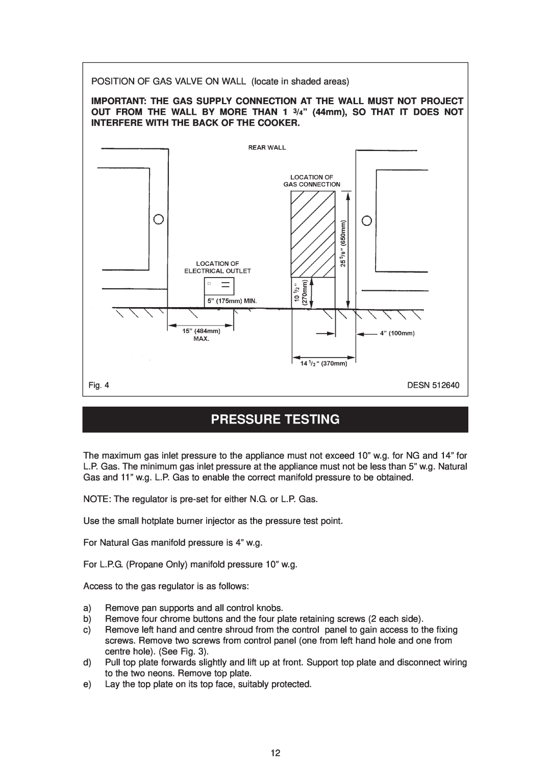 Aga Ranges DC6 (FFD) owner manual Pressure Testing 